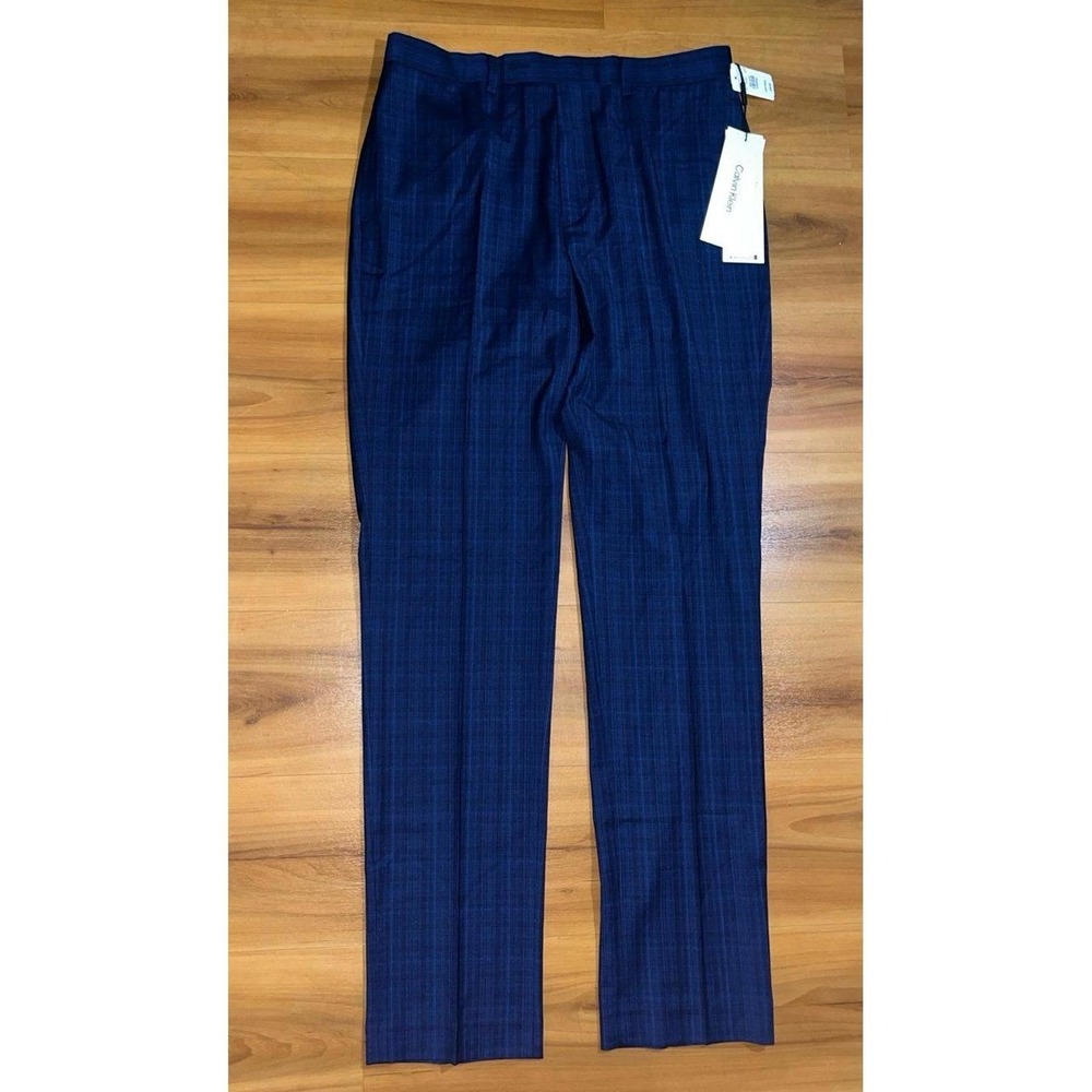 NWT Calvin Klein Slim Fit Plaid Check Pattern Business Casual Chino Dress Pants